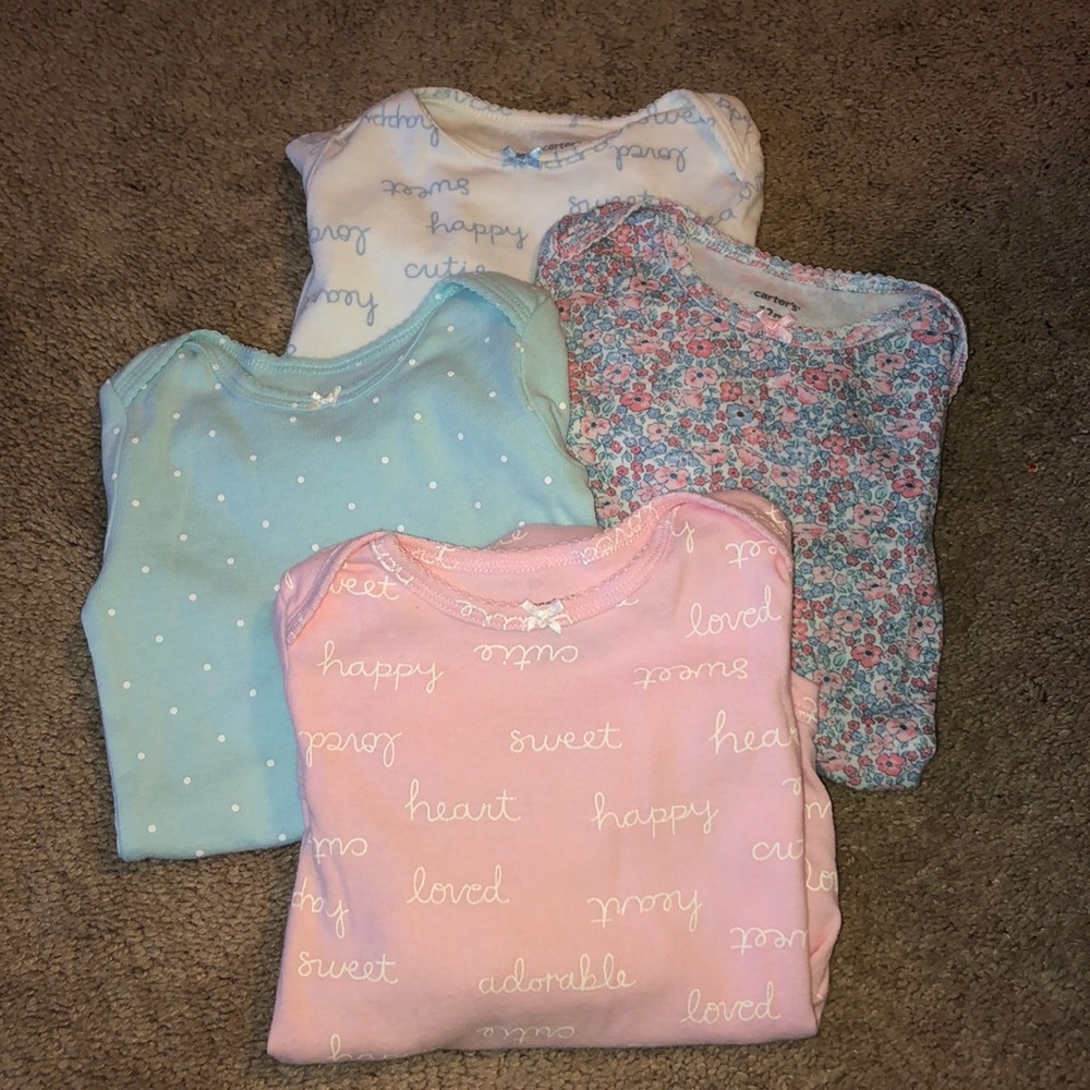 Set of 4 Long Sleeve Carter’s 12 Month Onesie